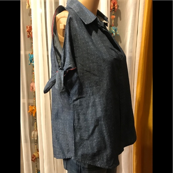 ❤️NWT Anthropologie Holding Horses Denim Polka Dot Shirt 4❤️ - Picture 7 of 11